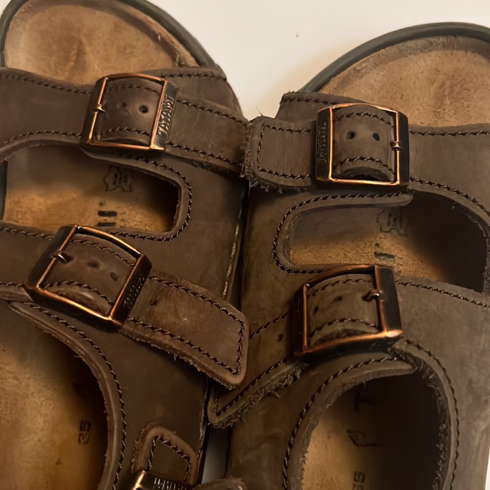 Mens Birkenstock Shoes Birkenstock Tatami Nebraska Sandals Chunky Brown Leather - Picture 5 of 5